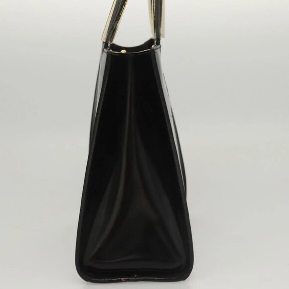 Salvatore Ferragamo Hand Bag Enamel Black Auth - Picture 5 of 16